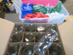 lot 53 image: Covered tote of 4 bubble bowls and...