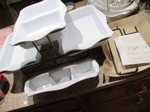lot 301 image: Serving set on metal stand...