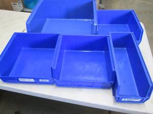 5 Assorted Blue Organizing Bins...