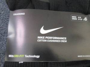 6 pr Nike Black Cushioned Crew Sock...