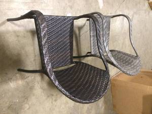 Noble House Sunset gray Plastic Outdoor Dining Chair (Set of 2)  Customer Returns See Pictures