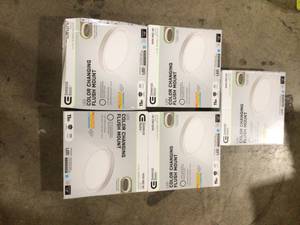 Lot of Commercial Electric 11 in. White, Oil Rubbed Bronze Trims 1000 Lumens LED Flush Mount Ceiling Light Fixture with Night Light Adjustable CCT Customer Returns See Pictures