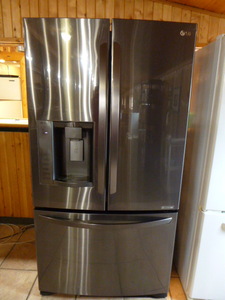 lot 14 image: LG Black Stainless French Door RefrigeratorFreezer