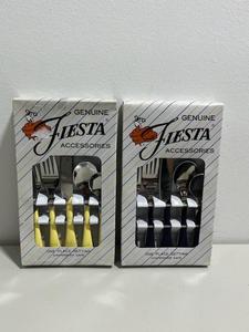 lot 2 image: Vintage Fiesta Accessories Flatware Yellow and Navy Blue