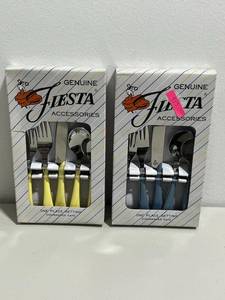 lot 3 image: Vintage Fiesta Accessories Flatware Yellow and Slate Blue