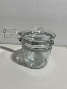 lot 4 image: Vintage PYREX Flamewear Clear Glass Double Boiler 6283 with Lid