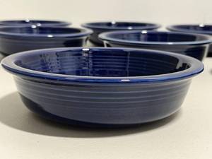 lot 7 image: Vintage Fiesta Navy Blue SaladSoup Bowls (Lot of 8)