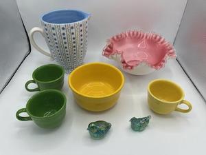 lot 37 image: Vintage FIESTA, Fenton Glass, and 2003 Starbucks Barista Glass Pitcher Lot