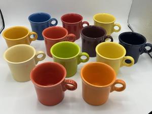 lot 39 image: Colorful Collection of 12 Vintage Fiesta Coffee MugsCups