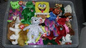 Tote Of Beanie Babies And More.