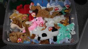Tote Of Beanie Babies And  More.