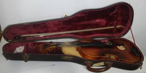 Violin With Case And Bow.