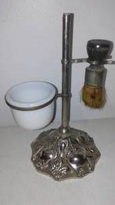 Vintage Shaving Stand, Brush And Soap Dish.