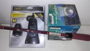 Outdoor Lighting And Berkley Cherrywood Fishing Pole.