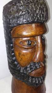Hand Carved Wooden Head.