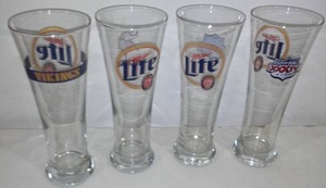 Miller Lite Beer Glasses - 4 Vikings.