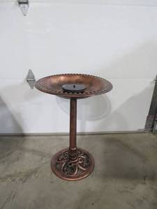 lot 40 image: Bronze Plastic Bird Bath with Solar Powered Fountain