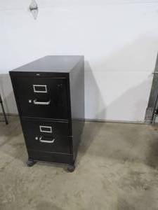lot 41 image: Black 2 Drawer Filing Cabinet with Wheel Base