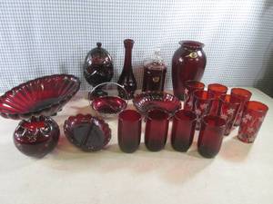 (F-1) Assorted Red Glass Red Ruby R...