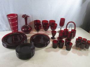 (F-1) Assorted Vintage Red Glass Pl...