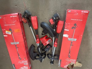 lot 11 image: Lot of 2 Milwaukee M18 Sting Trimmers used tools with 1 Battery and Charger only customer return review pictures
