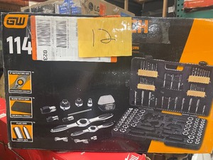 lot 12 image: GEARWRENCH SAEMetric Ratcheting Tap and Die Set (114-Piece)