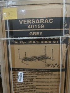 lot 20 image: NewAge Products VersaRac 42 in. H  48 in. W  96 in. D Adjustable Height Garage Ceiling Mounted Storage Unit in Gray w12-Piece Hooks