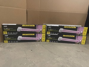 lot 27 image: Lot of 4 New FEIT 2 ft. 2-Light 30 Watt LED Grow Light Fixture Hydroponic or Soil, Linkable
