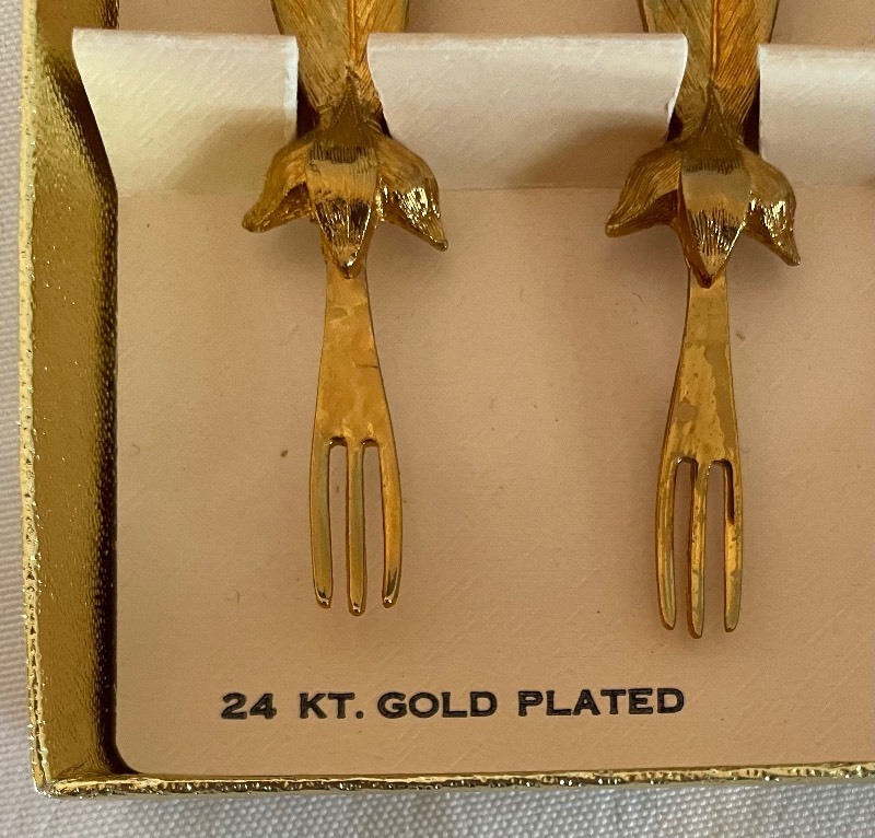 Vintage Tancraft Janis Collection 24k Gold Plated Cocktail Forks |  Beautiful and Fun Vintage Finds in Bloomington Estate Auction | K-BID