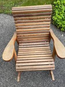 lot 103 image: Wooden Patio Rocking Chair