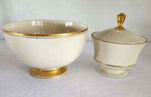 lot 48 image: Lovely Lenox Tuxedo Heritage Bowl & Lenox Candy Dish