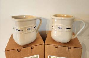 lot 54 image: Set of Four New in Box Woven Traditions Soft Square Mugs, by Longaberger Pottery (3166510)