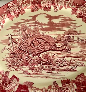 lot 88 image: Vintage Enoch Ralph Woods Red Turkey Platter
