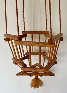 lot 99 image: Wooden and Rope Hanging Planter Holder