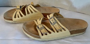 lot 192 image: Birkenstock Granada Tumbled Golden Sunlight Leather Sandals