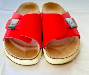 lot 260 image: Betula Wide Strap Red Leather Slides (Size 37)