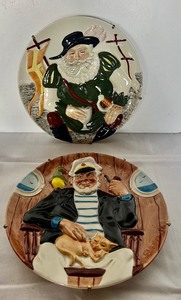 lot 431 image: Six Hand Painted Toby Plates with Brackets Produced by Davenport Pottery Company