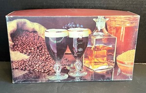 lot 433 image: Set of 12 Vintage Irish Coffee Recipe Stemmed Gold Rim Glasses
