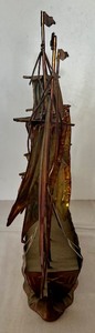 lot 328 image: Vintage Metal Frigate Ship Figurine