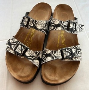 lot 274 image: Pappilo Double Strap Sandals - Sydney BlackWhite (Size 37)