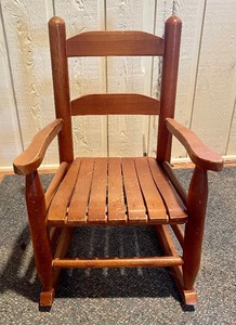 lot 375 image: Vintage Childrens Wooden Rocking Chair