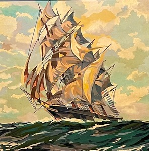 lot 378 image: Vintage Framed Ship Print