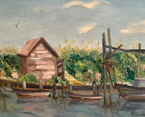 lot 379 image: Original Oil on Board Framed Painting by Marion Peck