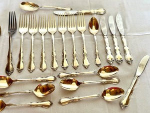 lot 11 image: Partial Set Gorham Rose Tiara Sterling Flatware