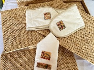 lot 235 image: Vintage Wicker Placemats and Kitchen Linens