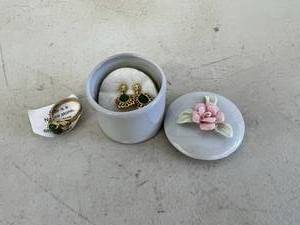 lot 174 image: Jade Ring & Earrings