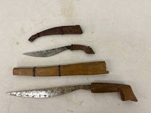 lot 193 image: Knives with Wood Sheaths