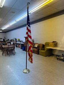 lot 101 image: Portland ND American Legion Post 93 Original 48 Star Flag, Pole & Stand