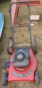 lot 11 image: Dynamark 5.022 Hi Wheel Walk-Behind Mower with Briggs & Stratton Quantum Power 5 hp. Engine and 22-inch Cut