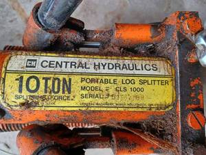 lot 16 image: Central Hydraulics Portable Log Splitter Model CLS 1000 with 10-Ton Splitting Forc, has Two Steel Wheels to Assist in Moving